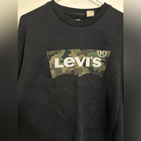 Levis Mens Black Camo Pullover Crew Neck Sweater - Size Medium - Picture 3 of 7